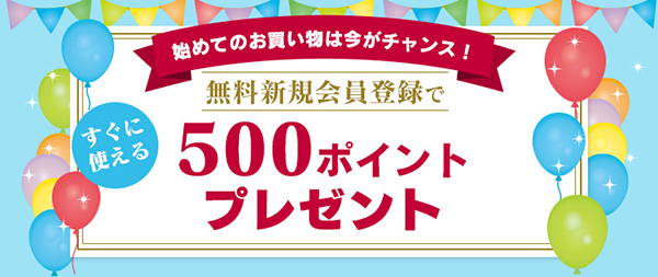 新規会員登録で500ポイントプレゼント！
